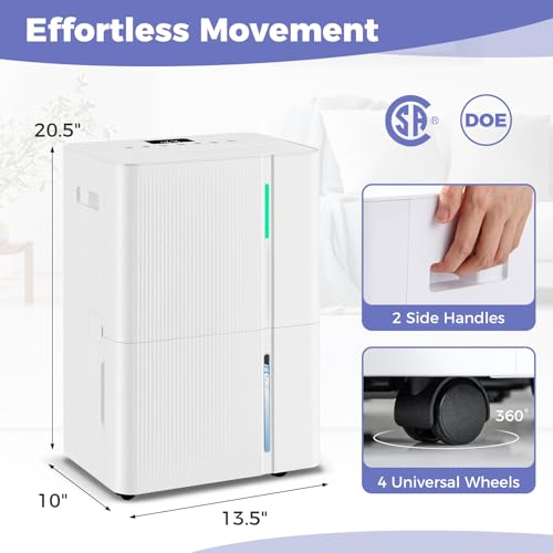 96 Pints Dehumidifier for Home, 5500 Sq. Ft Dehumidifier w/3 Modes, 24H Timer, 3-Color Indicator, Child Lock & Drain Hose, Energy Efficient Dehumidifier for Bathroom, Bedroom, Basement