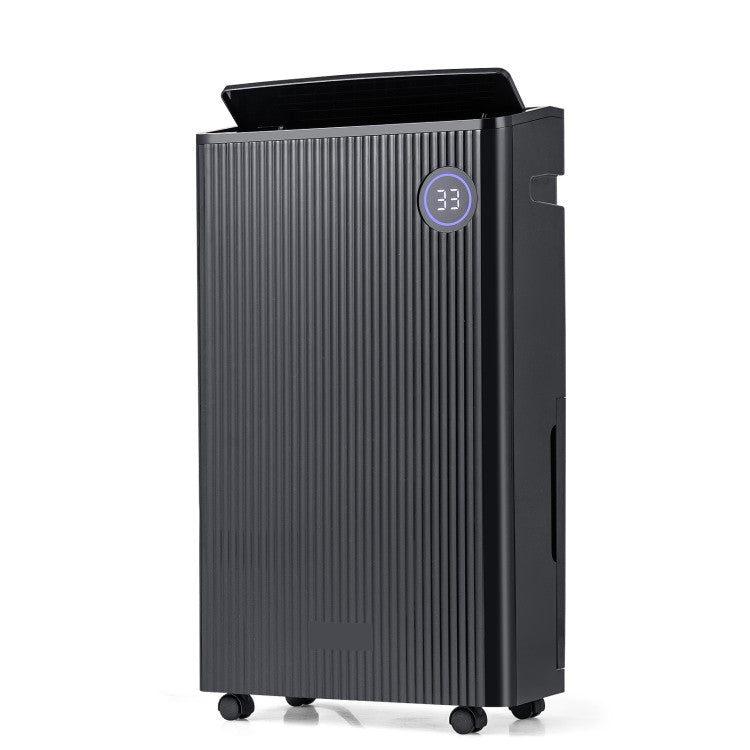 57 Pint Dehumidifier for Basement, 4500 Sq.Ft Dehumidifier with Auto Drain Hose & Wheels, 3-Color Indicator, Dry Clothes Mode, 24H Timer