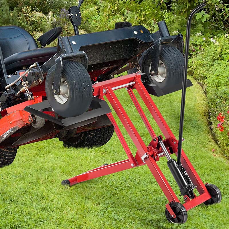 500 LBS Hydraulic Lawn Mower Lift Jack with Non-Slip Wheels, Adjustable Heavy Duty Zero Turn Riding Mower Lift Hoist for Garden Tractor Maintenance