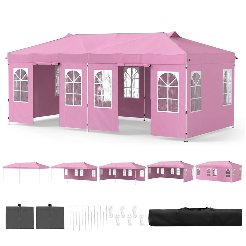 Pop Up Canopy Tent, Waterproof Outdoor Party Event Tent with Sidewalls, Center Lock & Sandbags Carry Bag, Portable Commercial Gazebo