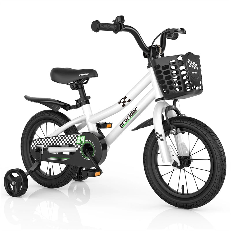 12-20 Inch Kids Bike with Removable Training Wheels, Basket & Bell for 3-8 Years Old Boys Girls, Adjustable Children Bicycle