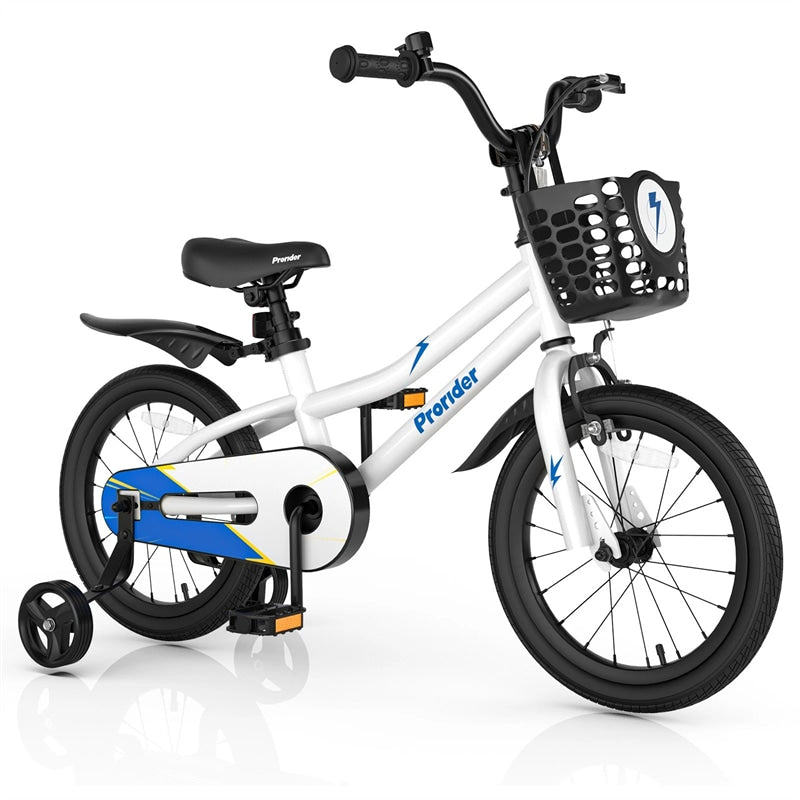 12-20 Inch Kids Bike with Removable Training Wheels, Basket & Bell for 3-8 Years Old Boys Girls, Adjustable Children Bicycle