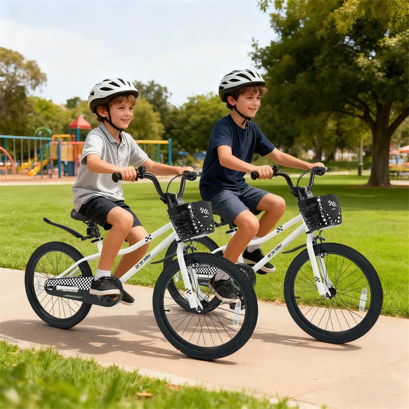 12-20 Inch Kids Bike with Removable Training Wheels, Basket & Bell for 3-8 Years Old Boys Girls, Adjustable Children Bicycle
