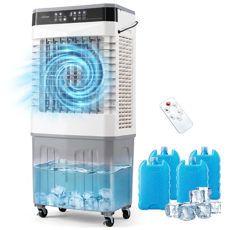 2100 CFM Swamp Cooler, 3-in-1 Evaporative Air Cooler with Remote, 12H Timer & 4 Ice Packs, Portable Cooling Fan for Indoor Outdoor