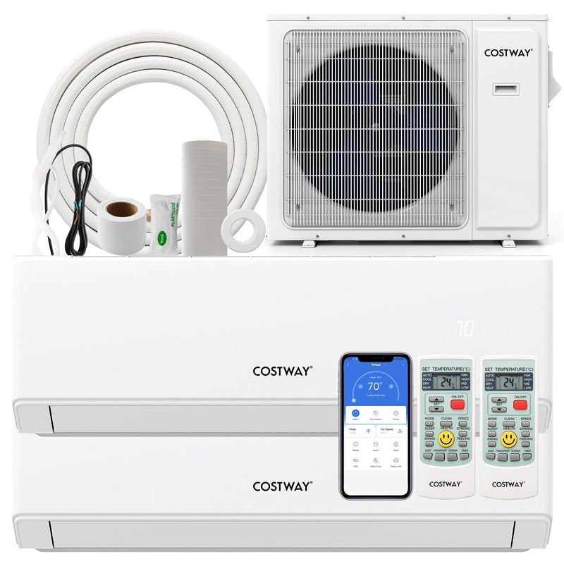 24000 BTU 23 SEER2 Dual Zone Mini Split Air Conditioner & Heater, WiFi Enabled Inverter Ductless Split AC System with Heat Pump & Energy Star