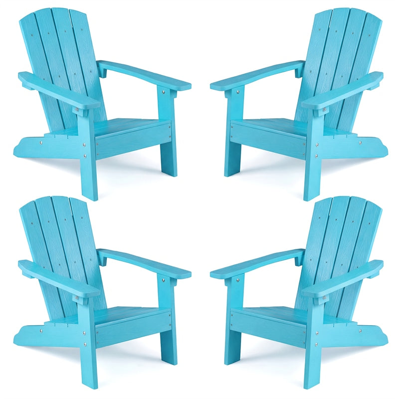 Kids Adirondack Chair, All-Weather HIPS Outdoor Chair with Ergonomic High Backrest & Armrests, Toddler Lawn Patio Seat for Ages 3-8