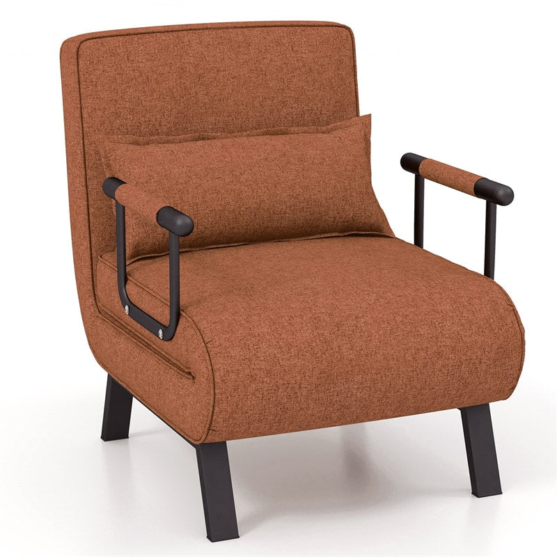 4-in-1 Convertible Sleeper Chair Bed, Folding Sofa Bed with 6-Position Adjustable Backrest & Pillow, Armchair Lounge Couch for Living Room