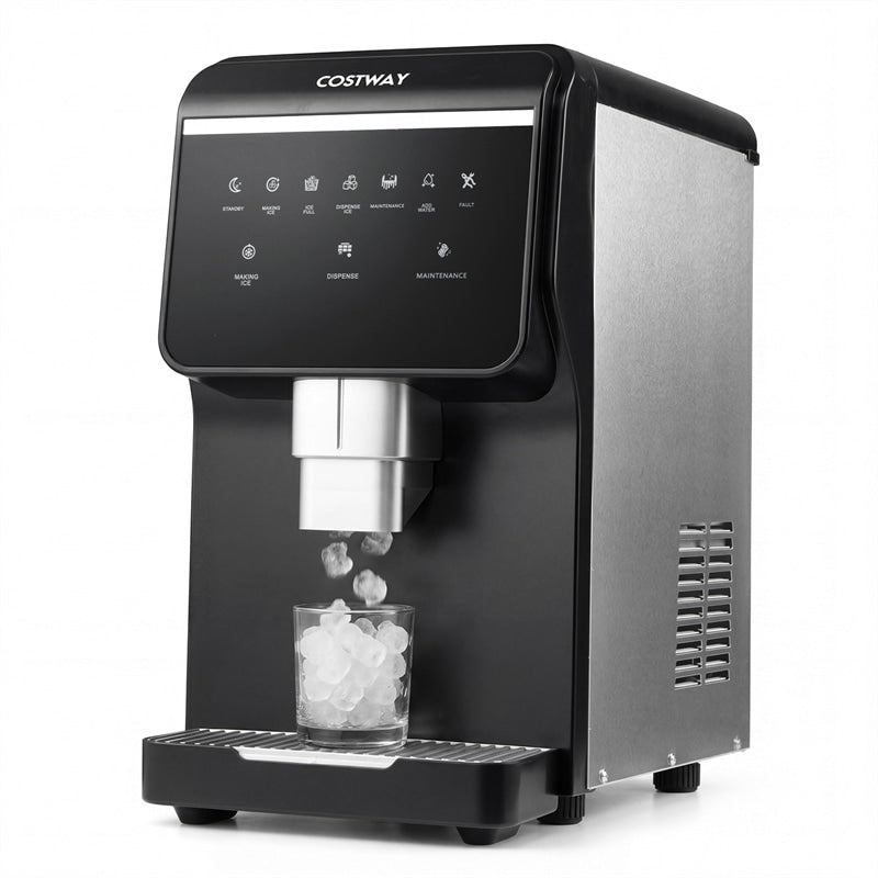80 LBS/24H Nugget Ice Maker Countertop, Self-Dispensing Chewable Pellet Ice Machine with 7.5 LBS Storage & Auto Cleaning for Home Office Party RVs