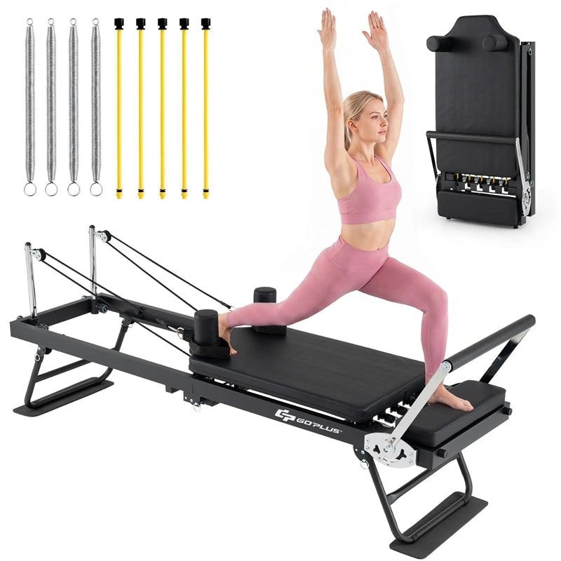 Foldable Pilates Reformer Machine for Home Gym, 84" Professional Pilates Equipment w/ Jump Board & Dual Resistance System, All Levels, 660lbs Capacity