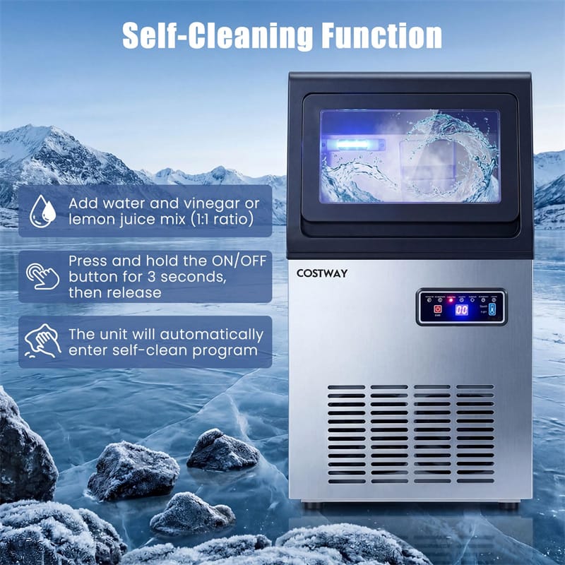 90 LBS/24H Commercial Nugget Ice Maker, Undercounter Chewable Pellet Sonic Ice Machine with Self-Cleaning & 15 LBS Storage for Office, Bar, Cafe