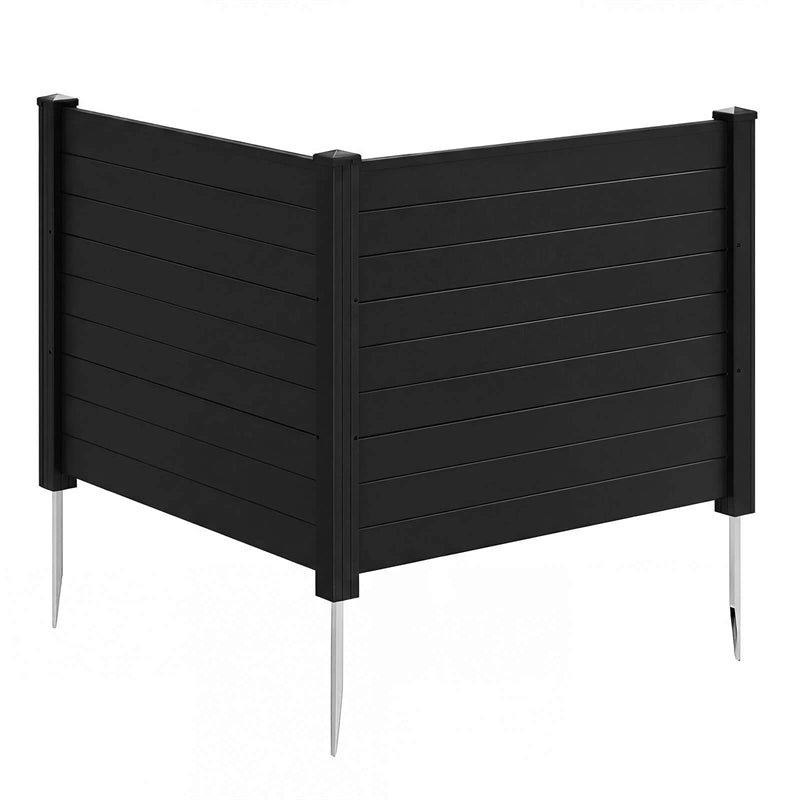 Air Conditioner Fence 2/4 Panels, 48"W x 38"H No-Dig Outdoor Privacy Screen Trash Can Enclosure w/ Stakes, Vinyl Garden Picket Fence