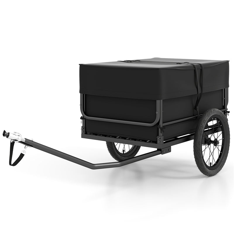 Heavy-Duty Bike Cargo Trailer, 99 LBS Metal Bicycle Wagon Cart with Universal Hitch, 16" All-Terrain Tires & Waterproof Bag for Camping Shopping