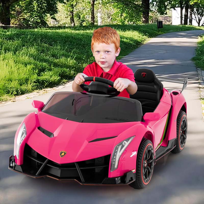12V Licensed Lamborghini 4WD Kids Ride On Sports Car, Electric Vehicle with Remote Control, 3 Speeds, Hydraulic Doors, LED Lights & Music
