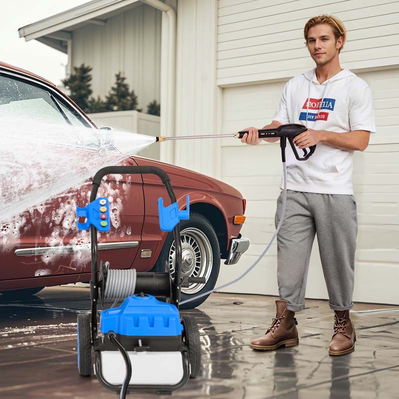 2300 PSI 1.8 GPM Electric Pressure Washer, Portable High Pressure Power Washer with Wheels, 5 Quick Connect Nozzles, Soap Bottle, 21 FT Hose
