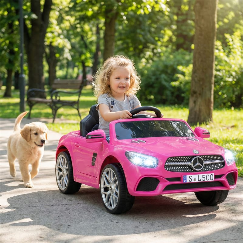 12V Kids Ride On Car, Licensed Mercedes-Benz SL500 Electric Vehicle with Remote Control, Spring Suspension, LED Lights & Music for Boys Girls