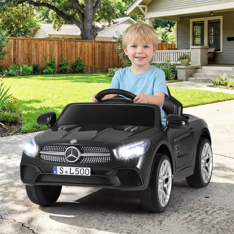 12V Kids Ride On Car, Licensed Mercedes-Benz SL500 Electric Vehicle with Remote Control, Spring Suspension, LED Lights & Music for Boys Girls