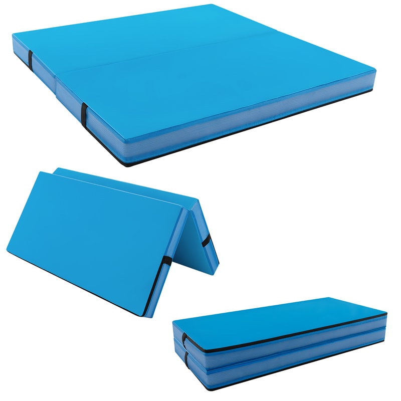 4" Thick Folding Gymnastic Mat, 4' x 4' Home Gym Bio-Fold Exercise Tumbling Mat with Carry Handles, PU Leather Cover for Aerobics Workout Yoga