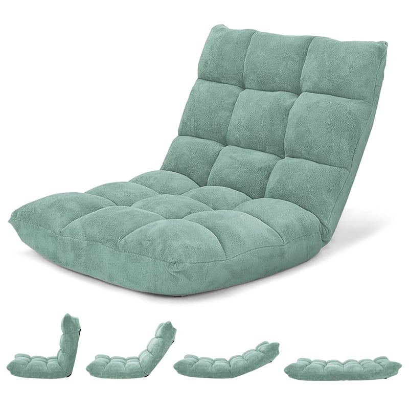 Memory Foam Floor Chair, 14-Position Adjustable Folding Gaming Sofa Chair with Back Support, Chaise Lounge Sleeper Bed Couch Recliner