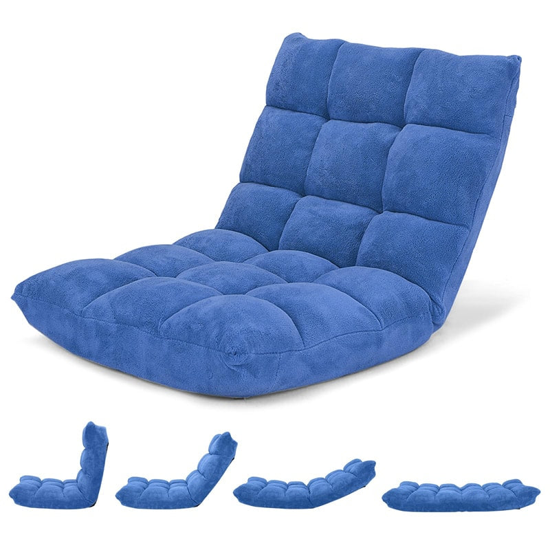 Memory Foam Floor Chair, 14-Position Adjustable Folding Gaming Sofa Chair with Back Support, Chaise Lounge Sleeper Bed Couch Recliner