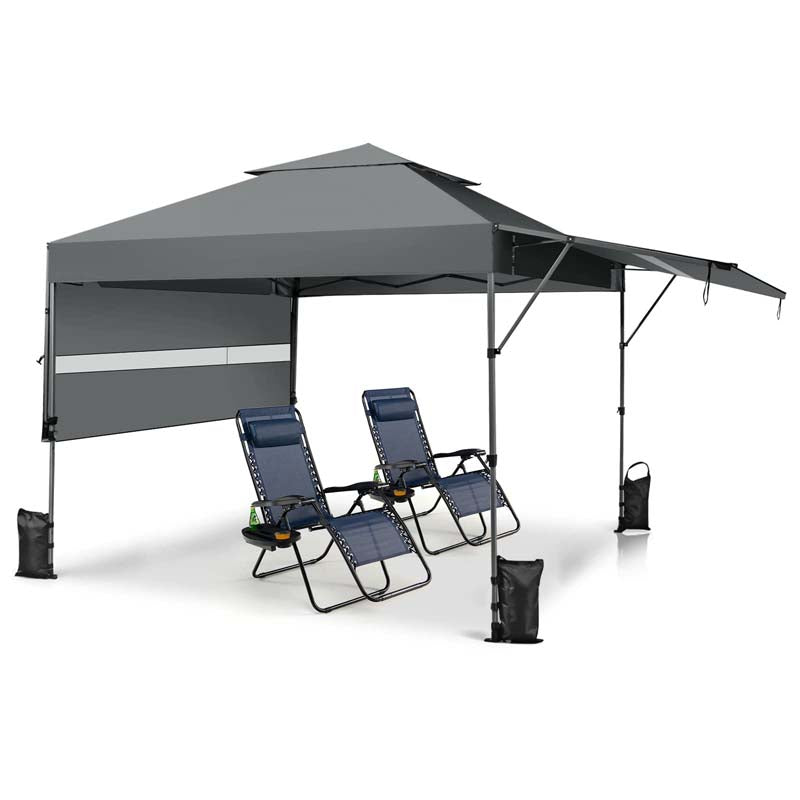 10 x 17.6 FT Instant Pop-up Canopy Tent with Adjustable Dual Awnings & Portable Wheeled Bag, UPF 50+ Outdoor Gazebo Shelter for Market, Picnic