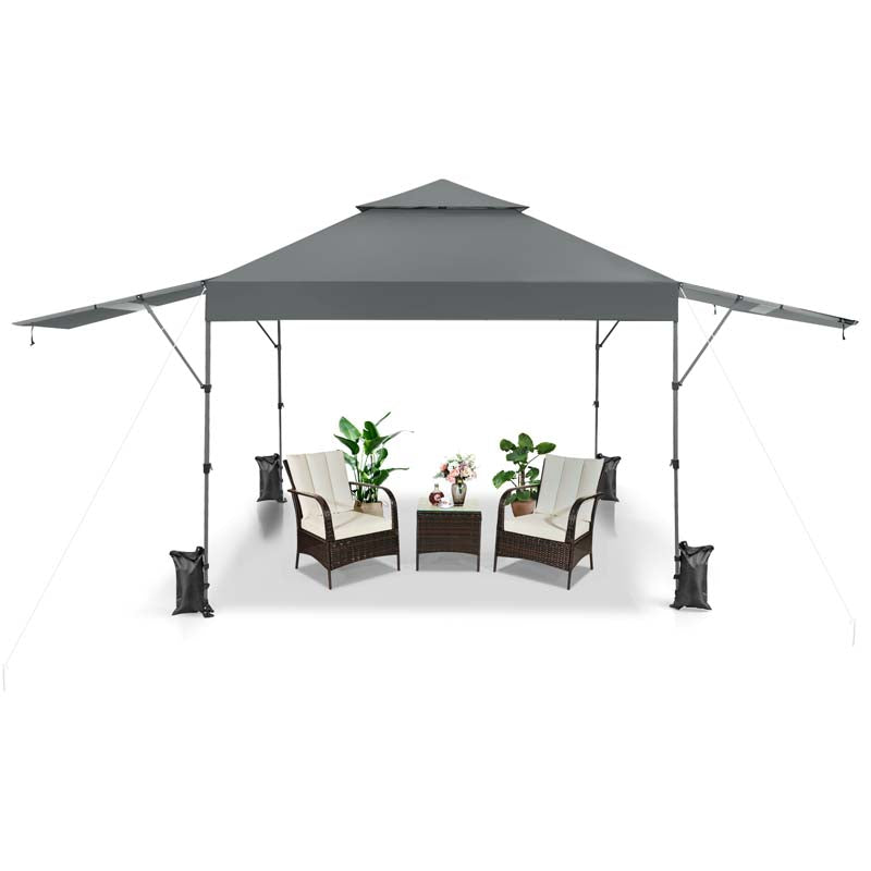 10 x 17.6 FT Instant Pop-up Canopy Tent with Adjustable Dual Awnings & Portable Wheeled Bag, UPF 50+ Outdoor Gazebo Shelter for Market, Picnic