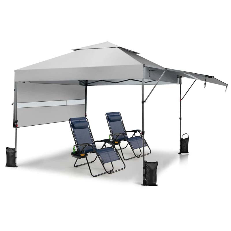 10 x 17.6 FT Instant Pop-up Canopy Tent with Adjustable Dual Awnings & Portable Wheeled Bag, UPF 50+ Outdoor Gazebo Shelter for Market, Picnic