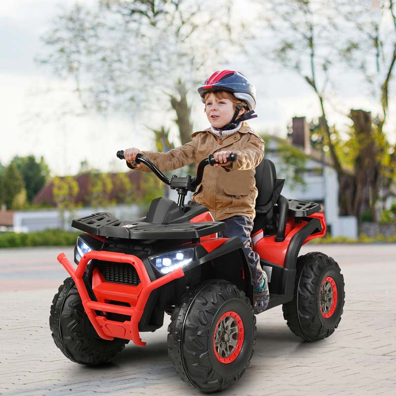 12V Kids Electric ATV with 2 Speeds, LED Lights, Music & MP3, Ride-On Car 4-Wheeler Quad for Ages 3+ Boys & Girls Gifts