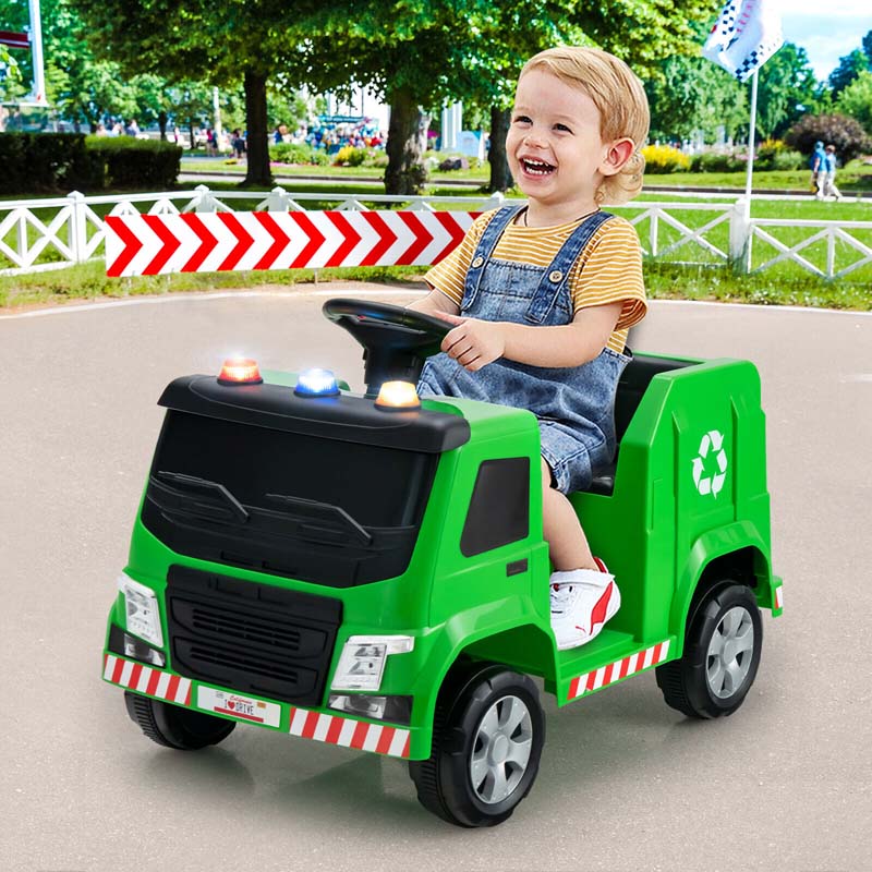12V Kids Ride On Recycling Trash Truck, Battery Powered RC Riding Toy Car with Recycling Accessories
