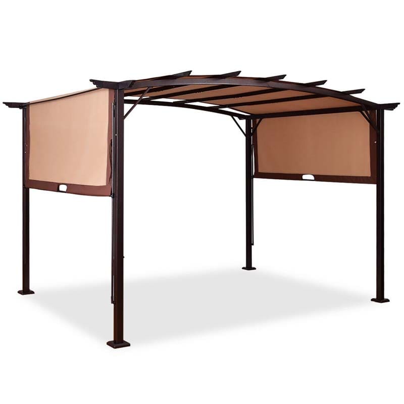 12x9 Ft Outdoor Pergola Gazebo with Retractable Canopy Shades, Heavy-Duty Steel Frame Adjustable Sun Shelter for Backyard, Patio, Garden & Poolside