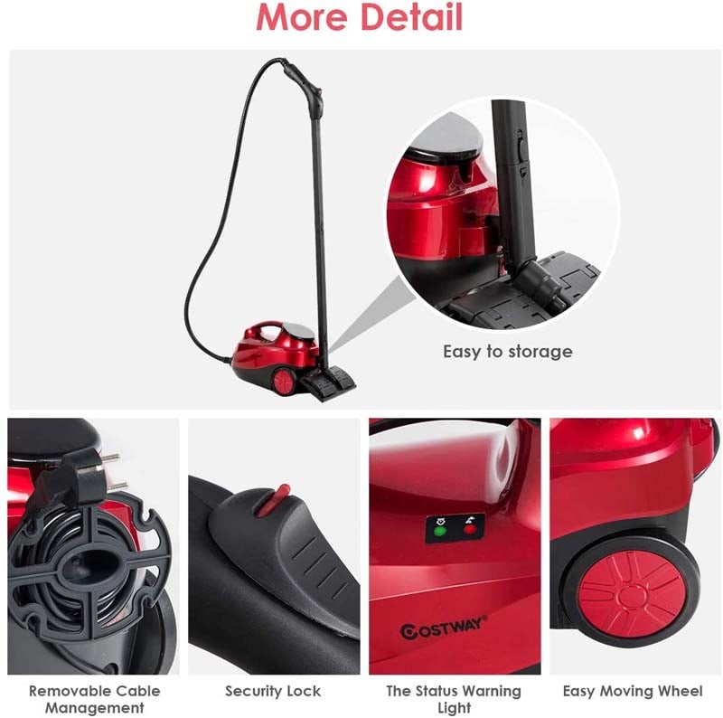 2000W Heavy Duty Steam Cleaner, Multipurpose Household Steamer with 19 Accessories & 1.5L Tank, Chemical-Free Cleaning for Floor, Car, Window