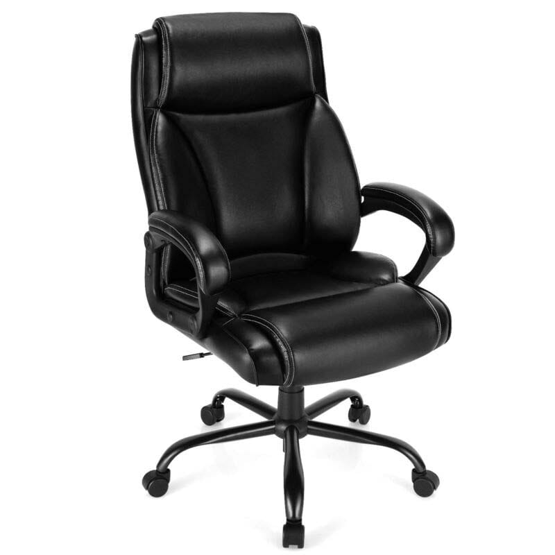 400 LBS Big & Tall Office Chair, Ergonomic Adjustable High Back Leather Executive Chair, Wide Seat Swivel Computer Task Desk Chair for Heavy People