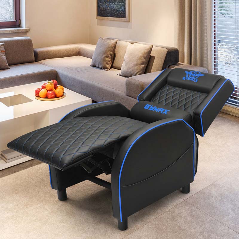 PU Leather Massage Gaming Recliner Chair with Adjustable Backrest & Footrest, Ergonomic Racing Style Single Sofa Home Theater Seating