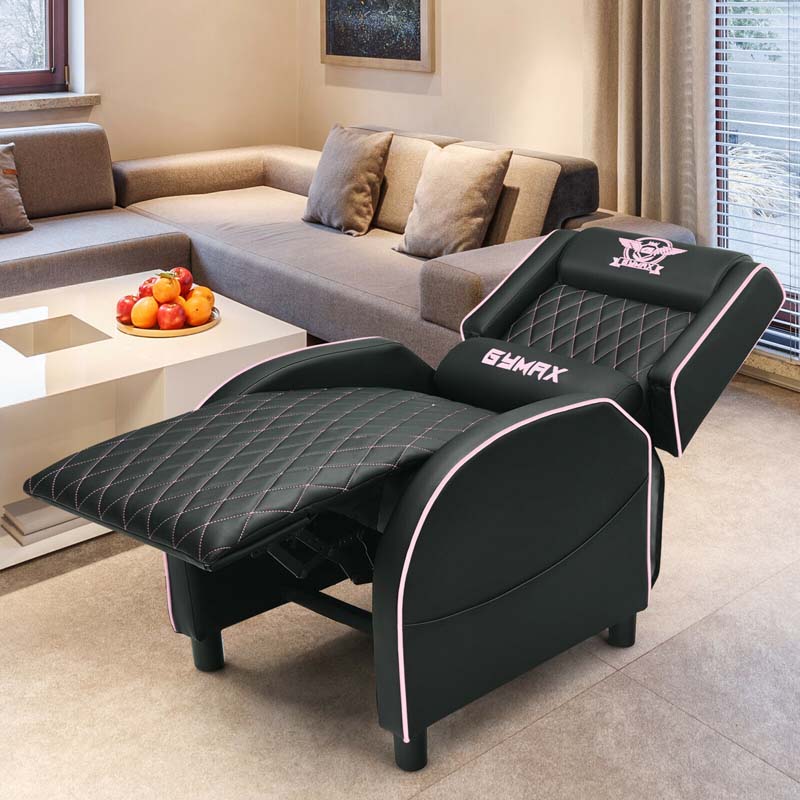 PU Leather Massage Gaming Recliner Chair with Adjustable Backrest & Footrest, Ergonomic Racing Style Single Sofa Home Theater Seating