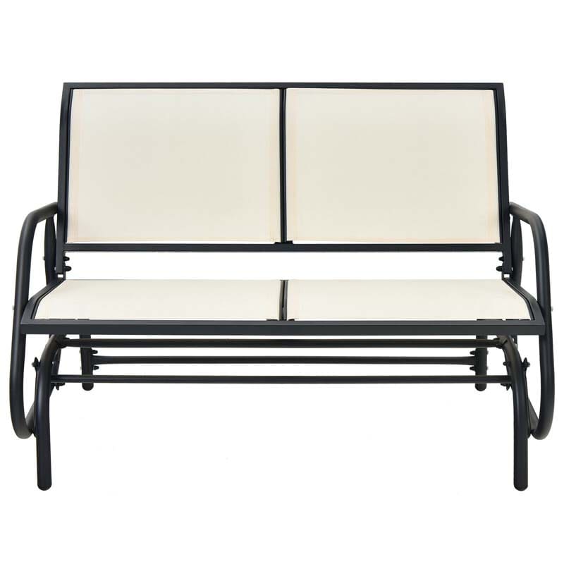 2-Person Outdoor Swing Glider Bench, 48" Patio Double Rocking Loveseat Chair with Steel Frame & Fabric Seat for Backyard Poolside, Garden Lawn