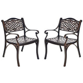 2/4Pcs All-Weather Cast Aluminum Chairs with Armrests & Curved Seats, Outdoor Dining Chairs Patio Bistro Armchairs for Backyard Garden Poolside