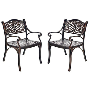 2/4Pcs All-Weather Cast Aluminum Chairs with Armrests & Curved Seats, Outdoor Dining Chairs Patio Bistro Armchairs for Backyard Garden Poolside