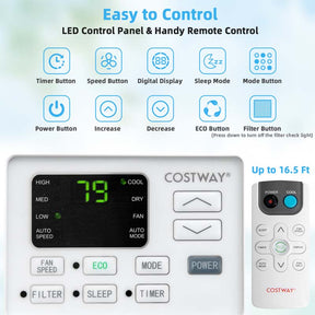 10000 BTU Quiet Window Air Conditioner with Remote & ECO Mode, Energy Star Certified 3-in-1 Window AC Unit with Dehumidifier