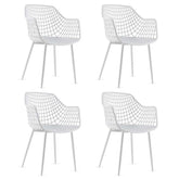 4-Pack Modern Dining Chairs with 15" High Airy Hollow Backrest, Powder-Coated Metal Legs, Anti-Slip Foot Pads