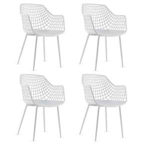 4-Pack Modern Dining Chairs with 15" High Airy Hollow Backrest, Powder-Coated Metal Legs, Anti-Slip Foot Pads