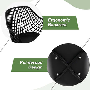 4-Pack Modern Dining Chairs with 15" High Airy Hollow Backrest, Powder-Coated Metal Legs, Anti-Slip Foot Pads