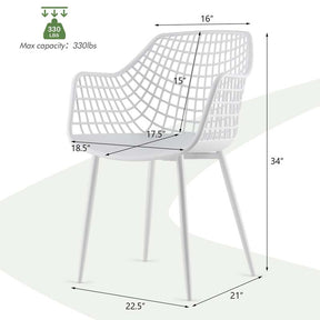 4-Pack Modern Dining Chairs with 15" High Airy Hollow Backrest, Powder-Coated Metal Legs, Anti-Slip Foot Pads