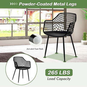 4-Pack Modern Dining Chairs with 15" High Airy Hollow Backrest, Powder-Coated Metal Legs, Anti-Slip Foot Pads