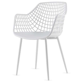 4-Pack Modern Dining Chairs with 15" High Airy Hollow Backrest, Powder-Coated Metal Legs, Anti-Slip Foot Pads