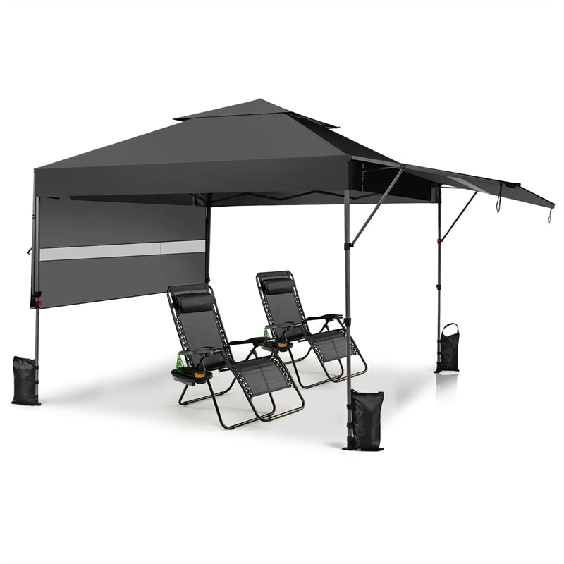 10 x 17.6 FT Instant Pop-up Canopy Tent with Adjustable Dual Awnings & Portable Wheeled Bag, UPF 50+ Outdoor Gazebo Shelter for Market, Picnic