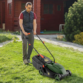 12 AMP 14" Electric Push Lawn Mower 2-in-1 Walk-Behind Lawnmower with Collection Box, 3 Adjustable Height Position