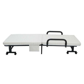 Folding Rollaway Bed with Mattress & Wheels for Adults, Portable Foldable Guest Bed with Adjustable 6 Position & Side Storage Pocket