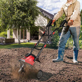Electric Tiller Corded Power Cultivator with Foldable Handle, 9" Tilling Depth & 4/6 Tines, Garden Rototiller Tool for Lawn Soil Digging
