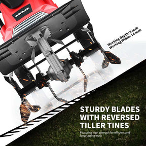 Electric Tiller Corded Power Cultivator with Foldable Handle, 9" Tilling Depth & 4/6 Tines, Garden Rototiller Tool for Lawn Soil Digging