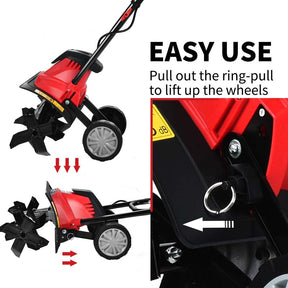 Electric Tiller Corded Power Cultivator with Foldable Handle, 9" Tilling Depth & 4/6 Tines, Garden Rototiller Tool for Lawn Soil Digging