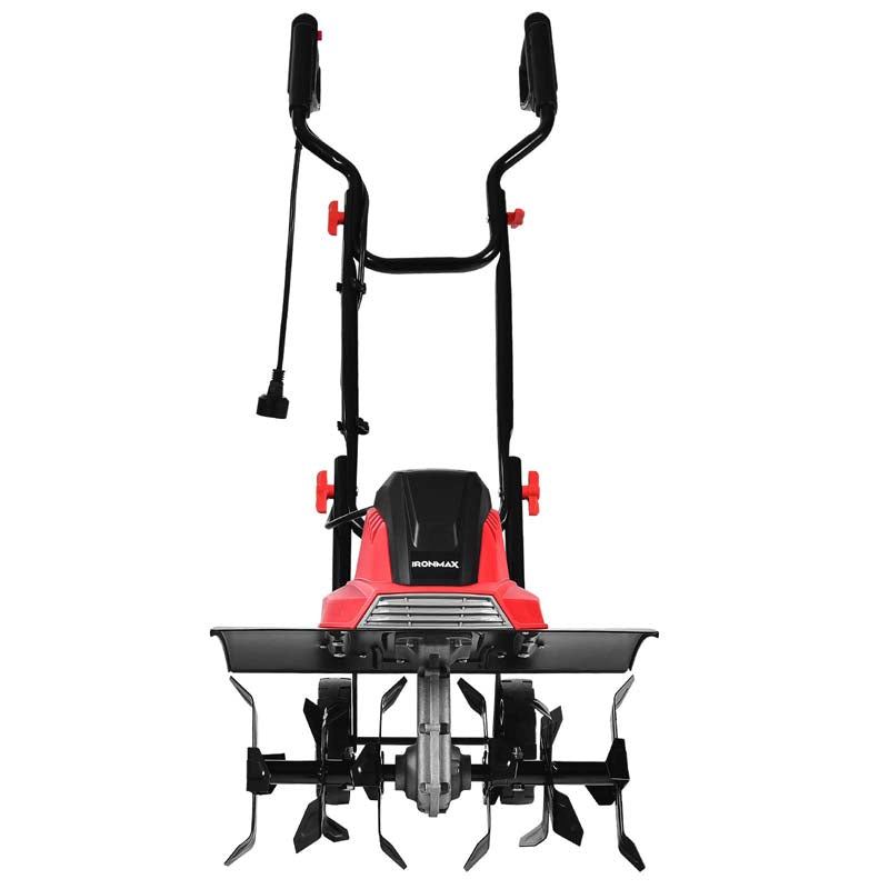 Electric Tiller Corded Power Cultivator with Foldable Handle, 9" Tilling Depth & 4/6 Tines, Garden Rototiller Tool for Lawn Soil Digging